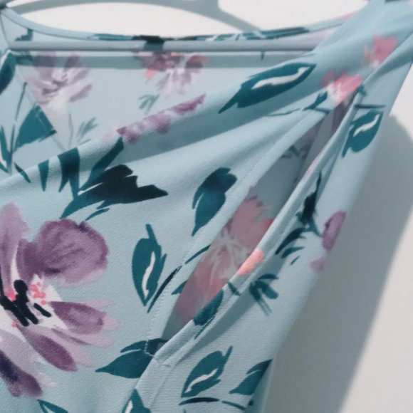 Roz & Ali Woman Azure Turquoise Floral 3/4 Bell Sleeve Blouse Size 2X - Picture 5 of 10